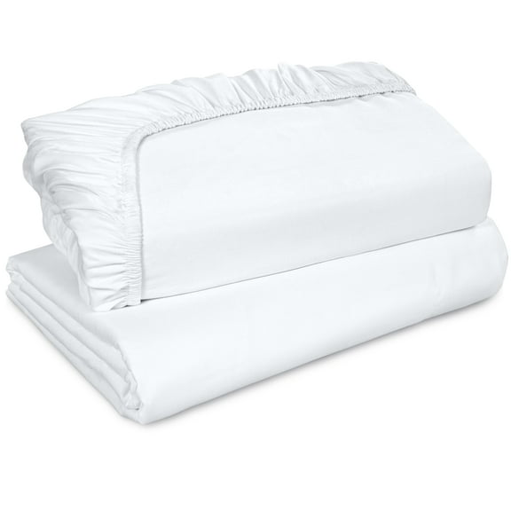 Royale Linen 2 Pack Fitted Sheet - Elastic Sheets - Twin Fitted Sheet Only - Soft & Breathable - Brushed 1800 Microfiber - Stain Resistant- Hotel Quality Deep Pocket Stretches Up to 16" (Twin, White)