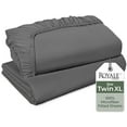 thumbnail image 1 of Royale Linens 2 Pack Fitted Sheet - Elastic Sheets - Twin XL Fitted Sheet Only - Soft & Breathable - 1800 Microfiber - Stain Resistant- Hotel Quality Deep Pocket Stretches Up to 16" (Twin XL, Grey), 1 of 9