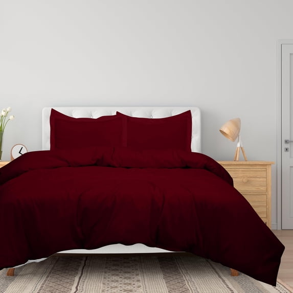 Royale Linens 3-Pieces Burgundy Duvet Bedding Sets, Full