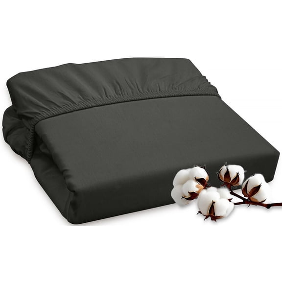 ROYALE LINENS 300 Thread Count 100% Long Staple Combed Cotton Fitted Sheet King - Super Soft Deep Pocket Bottom Sheet - Fitted Sheets Only - Elastic Sheets (King, Black)