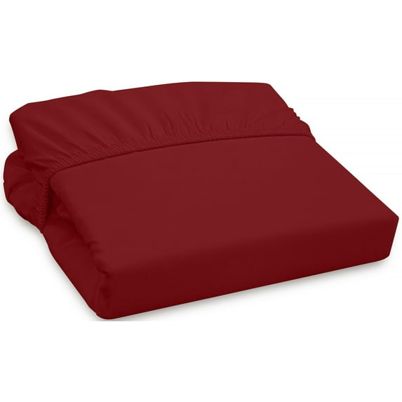 Royale Linens 300 Thread Count 100% Long Staple Combed Cotton Fitted Sheet - Super Soft Deep Pocket Bottom Sheet - Red Fitted Sheet Twin Size - Twin Fitted Sheet Only - Elastic Sheet (Twin, Red)