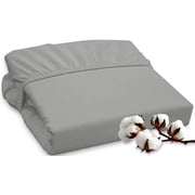 ROYALE LINENS 300 Thread Count 100% Long Staple Combed Cotton Fitted Sheet Twin - Super Soft Deep Pocket Bottom Sheet - Fitted Sheets Only - Elastic Sheets Twin, Silver