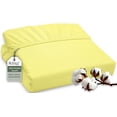 thumbnail image 1 of ROYALE LINENS 300 Thread Count 100% Long Staple Combed Cotton Fitted Sheet Queen - Super Soft Deep Pocket Bottom Sheet - Fitted Sheets Only - Elastic Sheets (Queen, Yellow), 1 of 10
