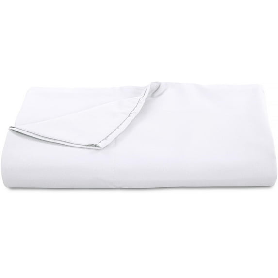 Royale Linens 300 Thread Count 100% Long Staple Combed Cotton Flat Sheet - Super Soft - Top Sheet - Queen Flat Sheet Sold Separately - Breathable, Cool & Crisp Percale Flat Sheet Only (Queen, White)