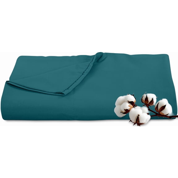 Royale Linens 300 Thread Count 100% Long Staple Combed Cotton Flat Sheet - Super Soft - Top Sheets - Twin Flat Sheet Sold Separately - Breathable, Cool & Crisp Percale Sheets Only (Twin, Teal)