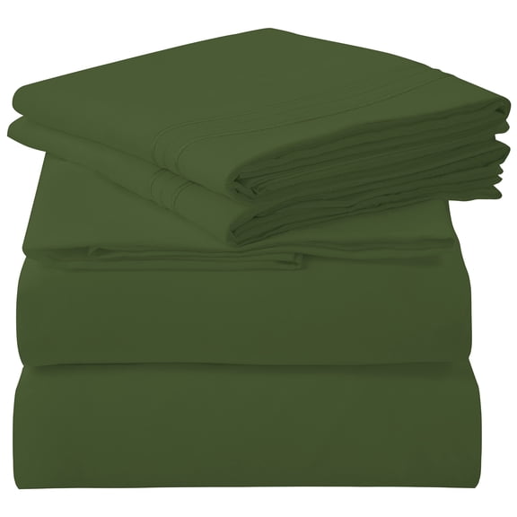 ROYALE LINENS 4 Piece Full Sheets Set - Soft Brushed 1800 Microfiber Bedding - 1 Fitted, 1 Flat Sheet, 2 Pillow Cases - Wrinkle Free & Fade Resistant - Hotel Luxury Bed Sheets (Hunter Green, Full)