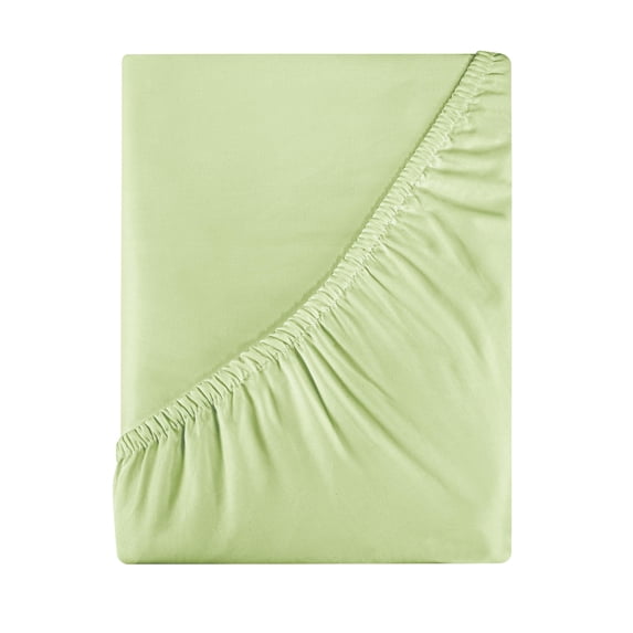 Royale Linens 400 Thread Count 100% American Grown Cotton Fitted Sheet Queen Size -All Around Elastic Fitted Sheet - Luxury Sateen Weave - Snug Fit Bottom Sheet Fit Up To 16" (Queen, Florentine Sage)
