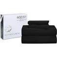 thumbnail image 1 of ROYALE LINENS 400 Thread Count 100% American Grown Cotton 4 Piece Sateen King Sheet Set - 1 Fitted, 1 Flat Sheet, 2 Pillow case - Black Bedsheet Set - Cooling Cotton Sheets - (King, Night Black), 1 of 10