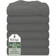 thumbnail image 1 of Royale Linens 6 Pack California King Fitted Sheet Set - Bottom Sheet - Soft & Breathable - Brushed 1800 Microfiber - Wrinkle Resistant - Hotel Quality Deep Pocket Stretches Up to 16" (Cal King,Grey), 1 of 9
