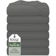 thumbnail image 1 of Royale Linens 6 Pack Twin XL Fitted Sheet Set - Bottom Sheet - Soft & Breathable - Brushed 1800 Microfiber - Wrinkle & Stain Resistant - Hotel Quality Deep Pocket Stretches Up to 16" (Twin XL,Grey), 1 of 10