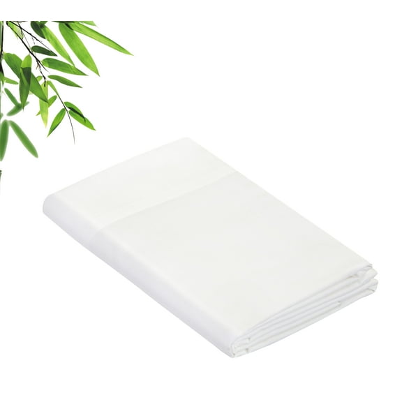 Royale Linens Bamboo Full Flat Sheets Only - Cooling Sheets - Organic Viscose Derived from Bamboo - Full Size Flat Sheet Only - Top Sheet - Breathable & Silky Bedding (Full, White)