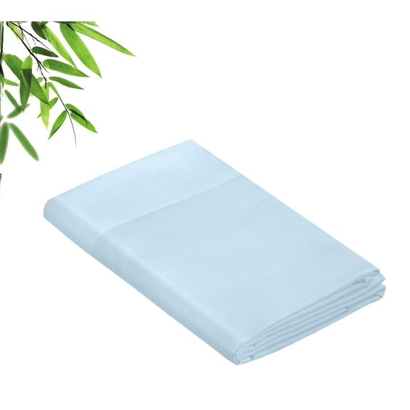 Royale Linens Bamboo Queen Flat Sheets Only - Cooling Sheets - Organic Viscose Derived from Bamboo - Queen Size Flat Sheet Only - Top Sheet - Breathable & Silky Bedding (Queen, Lake Blue)