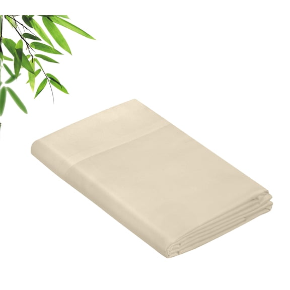 Royale Linens Bamboo Viscose Queen Flat Sheets Only - Cooling Sheets - Organic Viscose Derived from Bamboo - Queen Size Flat Sheet Only - Top Sheet - Breathable & Silky Bedding (Queen, Sand)