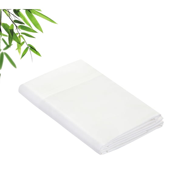 Royale Linens Bamboo Viscose Queen Flat Sheets Only - Cooling Sheets - Organic Viscose Derived from Bamboo - Queen Size Flat Sheet Only - Top Sheet - Breathable & Silky Bedding (Queen, White)