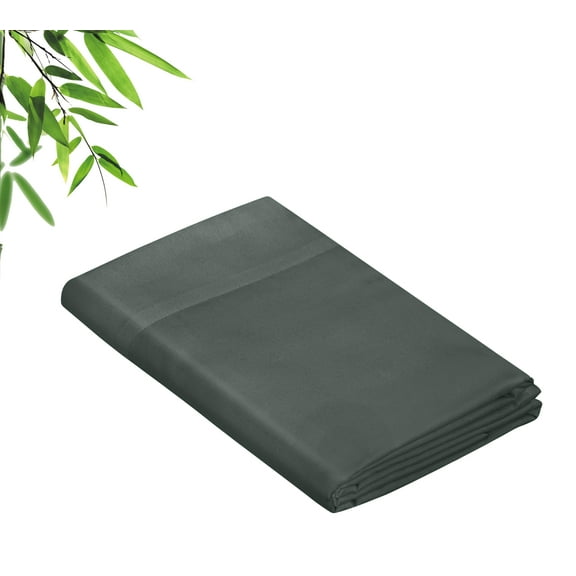 Royale Linens Bamboo Twin Flat Sheets Only - Cooling Sheets - Organic Viscose Derived from Bamboo - Twin Size Flat Sheet Only - Top Sheet - Breathable & Silky Bedding (Twin, Grey)