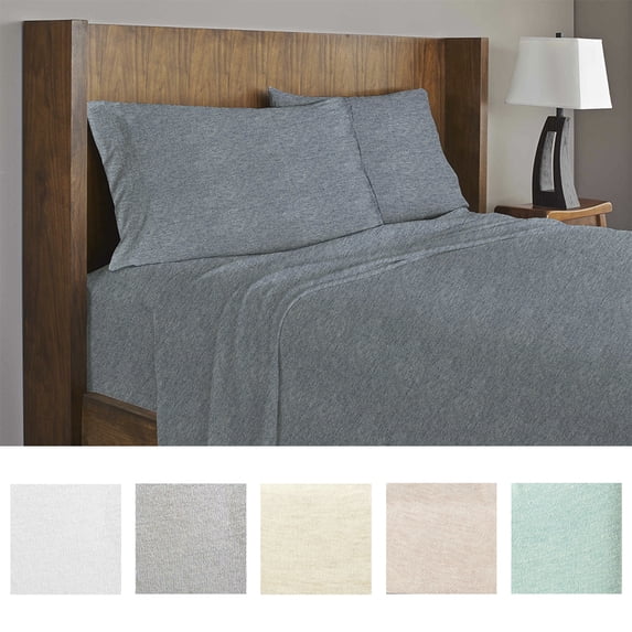 Royale Linens Blue Solid Print Cotton Sheet Set Twin, Wrinkle Resistant and Durable and Fade Resistant and Breathable