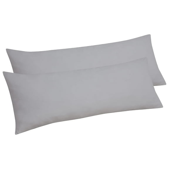 Royale Linens Body Pillow Cover - Double Brushed 1800 Microfiber - 20"x54" with Hidden Zipper Closure - Wrinkle & Fade Resistant - Super Soft Body Pillowcase 2 Pack (Silver, Pack of 2)