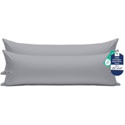 ROYALE LINENS Body Pillow Cover - Double Brushed 1800 Microfiber - 20x54 with Hidden Zipper Closure - Wrinkle & Fade Resistant - Super Soft Body Pillowcase 2 Pack Silver, Pack of 2