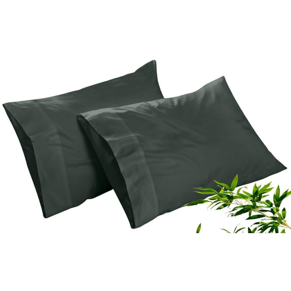 Royale Linens Cooling Pillow Cases King Size Set of 2-100% Rayon Derived from Bamboo Cooling Pillowcase for Hot Sleepers - Soft & Silky Pillow Covers with Envelope Closure (Grey 20x40 Inches)