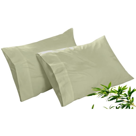 Royale Linens Cooling Pillow Cases Queen Size Set of 2-100% Rayon Derived from Bamboo Cooling Pillowcase for Hot Sleepers - Soft & Silky Pillow Covers with Envelope Closure (Sage Green 20x30 Inches)