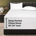 thumbnail image 1 of Royale Linens Extra Deep Pocket King Fitted Sheet Only - Soft White King Size Fitted Sheet Deep Pocket - Fits 18 inch to 24 inch Thick Mattress - Fitted Sheet Only - Elastic Sheet (King, White), 1 of 9