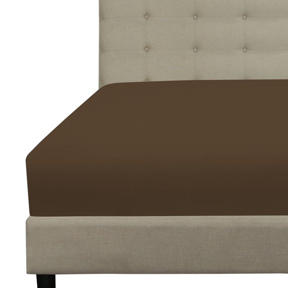 Royale Linens Fitted Sheet Cal King-Brushed Hotel Quality 1800 Ultra Soft Wrinkle & Fade Resistant-Bottom Sheet-Deep Pocket Stretches Up to 16"-Fitted Sheet Only - Elastic Sheet (CalKing, Chocolate)