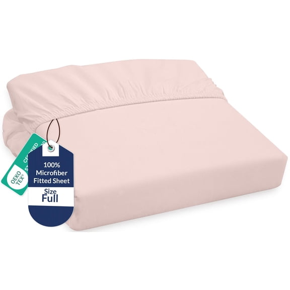 Royale Linens Fitted Sheet Full - Ultra Soft 1800 Brushed Microfiber - Hotel Luxury Bottom Sheets - Wrinkle Free & Fade Resistant - Deep Pocket Fitted Sheet Only (Full, Pink)