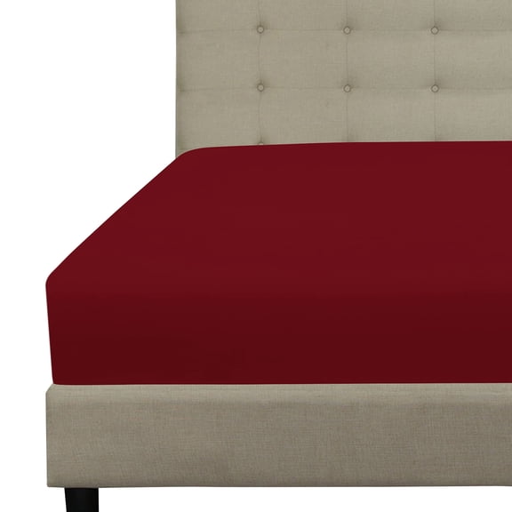 Royale Linens Fitted Sheet Full - Brushed Hotel Quality 1800 Ultra- Soft Wrinkle & Fade Resistant - Bottom Sheet - Deep Pocket Stretches Up to 16" - Fitted Sheet Only - Elastic Sheet (Full, Burgundy)