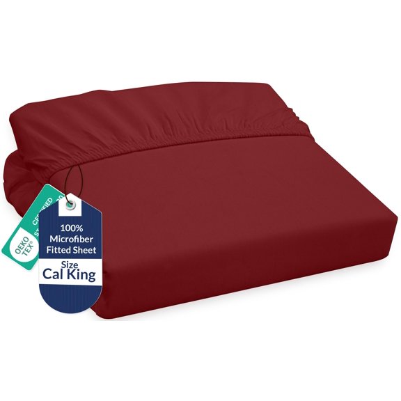 Royale Linens Fitted Sheet King Cal - Ultra Soft 1800 Brushed Microfiber - Hotel Luxury Bottom Sheets - Wrinkle Free & Fade Resistant - Deep Pocket Fitted Sheet Only (King Cal, Tango Red)