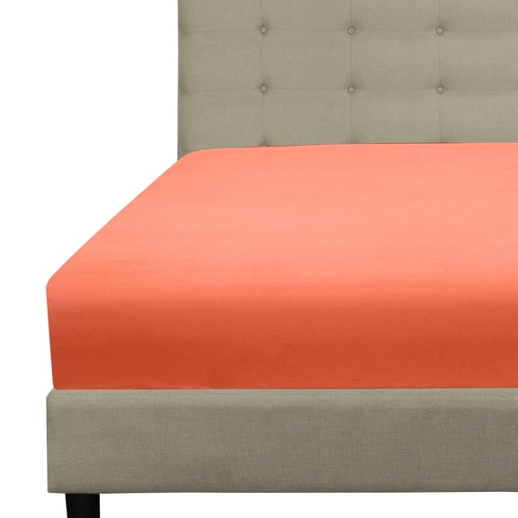 Royale Linens Fitted Sheet Twin - Brushed Hotel Quality 1800 Ultra- Soft Wrinkle & Fade Resistant - Bottom Sheet - Deep Pocket Stretches Up to 16" - Fitted Sheet Only - Elastic Sheet (Twin, Coral)