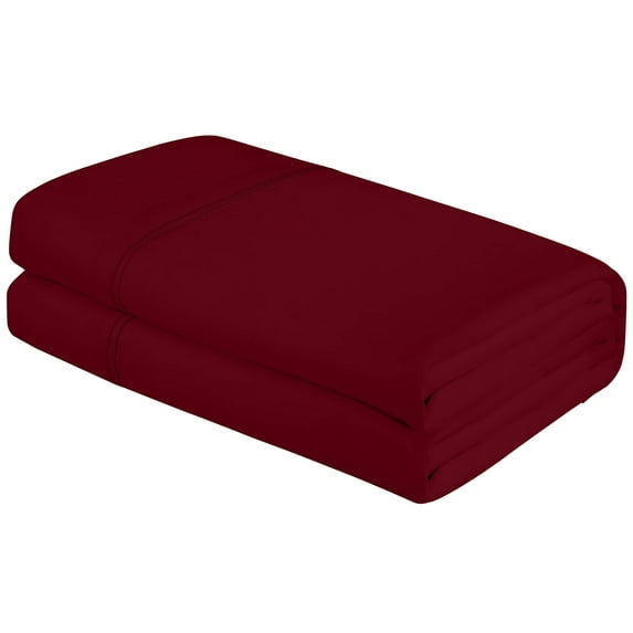Royale Linens Full Size Flat Sheet Only - Brushed 1800 Microfiber - Wrinkle&Stain Resistant - Hotel Quality Flat Sheet Sold Separately - Top Sheet for Bed (Full, Burgundy)