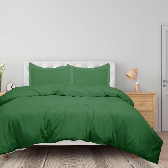 ROYALE LINENS Hunter Green Duvet Cover Twin Size - 2 Piece Bedding Comforter Covers - Zipper Closure - 1 Twin Duvet Cover 68x90 inches and 1 Pillow Sham - No Comforter Included