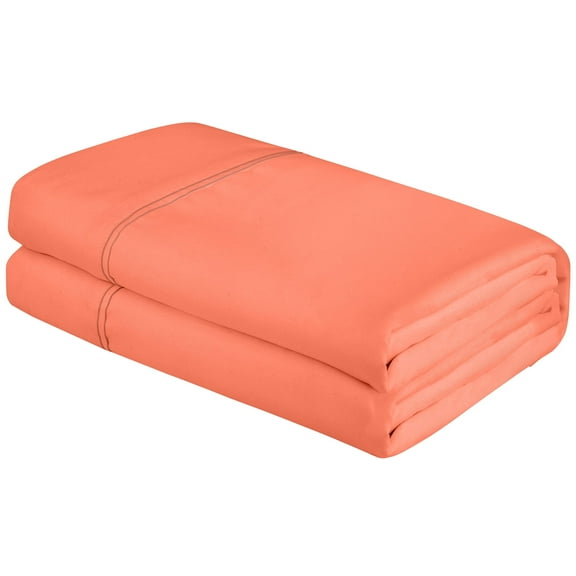 Royale Linens King Size Flat Sheet Only - Brushed 1800 Microfiber - Wrinkle&Stain Resistant - Hotel Quality Flat Sheet Sold Separately - Top Sheet for Bed (King, Coral)