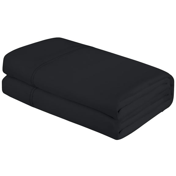 Royale Linens King Size Flat Sheet Only - Brushed 1800 Microfiber - Wrinkle&Stain Resistant - Hotel Quality Flat Sheet Sold Separately - Top Sheet for Bed (King, Black)