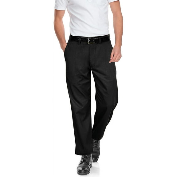 ROYALE LINENS Men's Classic Fit Wrinkle-Resistant Flat-Front Chino Pant (Regular and Big & Tall) Black