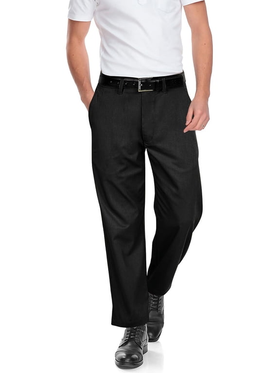 Men's Flat Front Classic Chino Pants - Wrinkle-Resistant Casual Style (Regular & Big and Tall) - Black