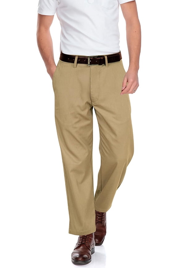 Men's Classic Fit Wrinkle-Resistant Flat-Front Chino Pant (Regular and Big & Tall) Khaki