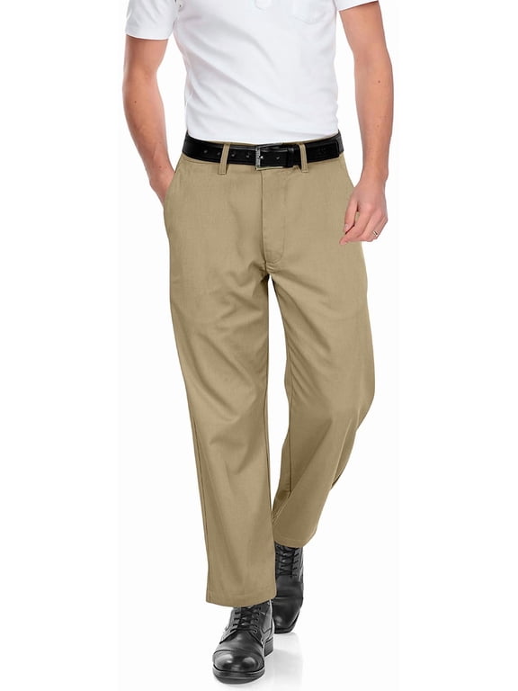 Men's Classic Fit Wrinkle-Resistant Flat-Front Chino Pant (Regular and Big & Tall) Beige