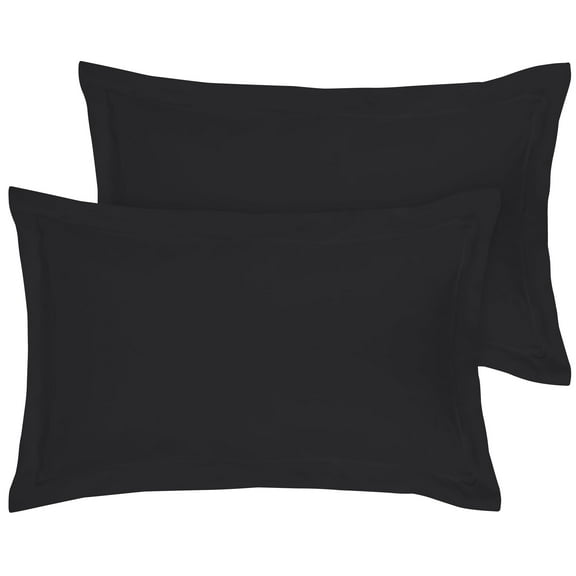 Royale Linens Pillow Shams 2 Pack Euro Size 26x26 Inch - Brushed 1800 Microfiber - Bed Pillow Shams, Wrinkle & Fade Resistant Super Soft and Cozy - Envelope Closure - Oxford Pillowcase (Euro,Black)