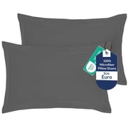 Royale Linens Pillow Shams 2 Pack Euro Size 26x26 Inch - Brushed 1800 Microfiber - Bed Pillow Shams, Wrinkle Resistant Super Soft and Cozy - Back Overlap Closure - Oxford Pillowcase Euro, Grey
