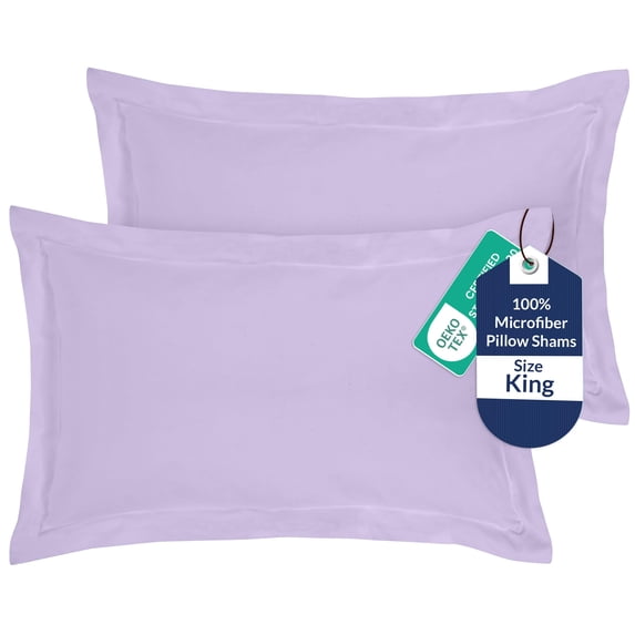 Royale Linens Pillow Shams 2 Pack King Size 20x36 Inch - Brushed 1800 Microfiber - Bed Pillow Shams, Wrinkle Resistant Super Soft and Cozy - Back Overlap Closure - Oxford Pillowcase (King, Lavender)
