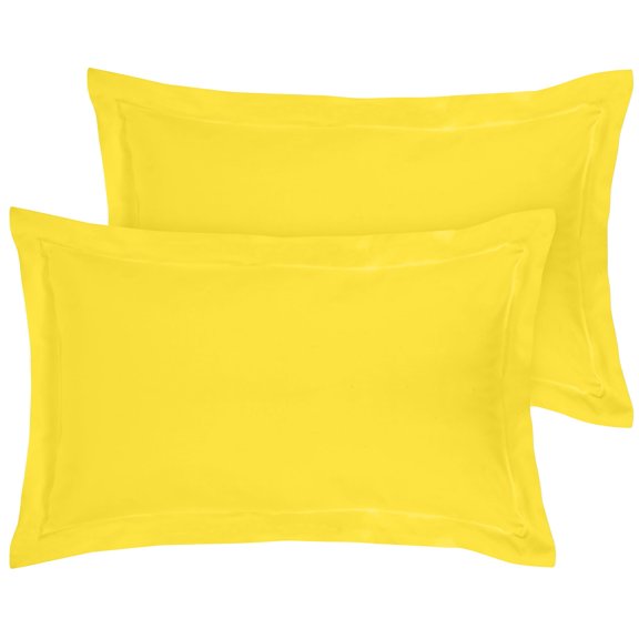 Royale Linens Pillow Shams 2 Pack King Size 20x36 Inch - Brushed 1800 Microfiber - Bed Pillow Shams, Wrinkle & Fade Resistant Super Soft and Cozy - Envelope Closure - Oxford Pillowcase (King, Yellow)