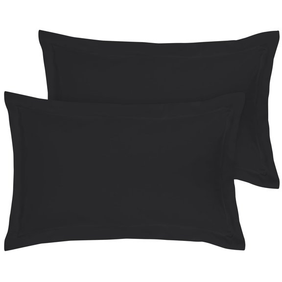 Royale Linens Pillow Shams 2 Pack King Size 20x36 Inch - Brushed 1800 Microfiber - Bed Pillow Shams, Wrinkle & Fade Resistant Super Soft and Cozy - Envelope Closure - Oxford Pillowcase (King, Black)
