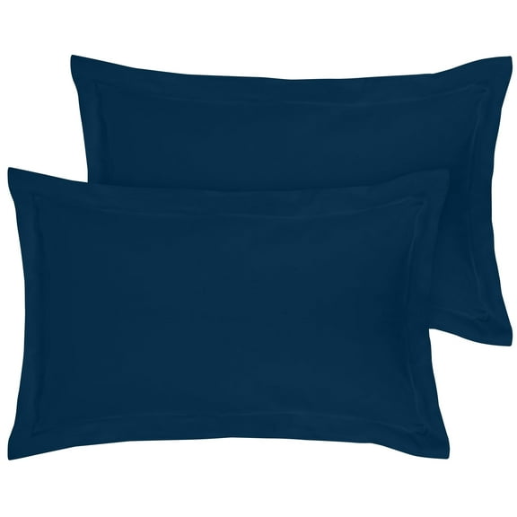 Royale Linens Pillow Shams 2 Pack King Size 20x36 Inch - Brushed 1800 Microfiber - Bed Pillow Shams, Wrinkle & Fade Resistant Super Soft and Cozy - Envelope Closure - Oxford Pillowcase (King,Navy)
