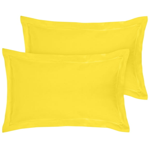 Royale Linens Pillow Shams 2 Pack Queen Size 20x30 Inch- Brushed 1800 Microfiber - Bed Pillow Shams, Wrinkle & Fade Resistant Super Soft and Cozy -Envelope Closure- Oxford Pillowcase (Queen, Yellow)