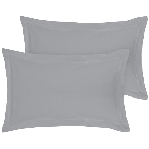 Royale Linens Pillow Shams 2 Pack Queen Size 20x30 Inch - Brushed 1800 Microfiber - Bed Pillow Shams, Wrinkle & Fade Resistant Super Soft and Cozy-Envelope Closure -Oxford Pillow Case (Queen, Silver)