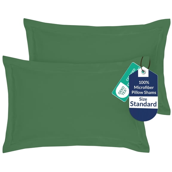 Royale Linens Pillow Shams 2 Pack Standard Size 20x26 Inch 1800 Microfiber -Bed Pillow Shams, Wrinkle Resistant Super Soft and Cozy Back Overlap Closure Oxford Pillowcase (Standard, Hunter Green)