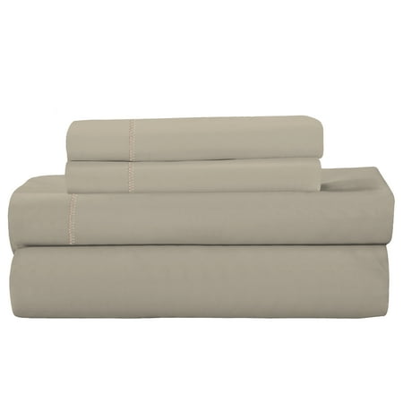 Royale Linens 4-Piece Beige 100% Cotton Bed Sheet Set, Queen – Ultra Soft