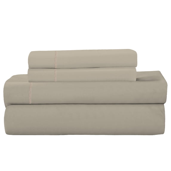 Royale Linens 4-Piece Beige 100% Cotton Bed Sheet Set, Queen – Ultra Soft