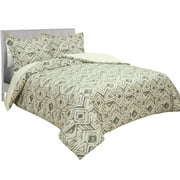 Royale Linens Queen Comforter Set, Mali 100% Cotton Comforter and Sham Pair